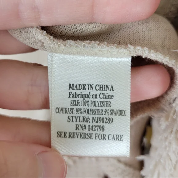 New In Mixed Media Oversized Button Down Beige Shacket Shirt Jacket - Picture 9 of 10